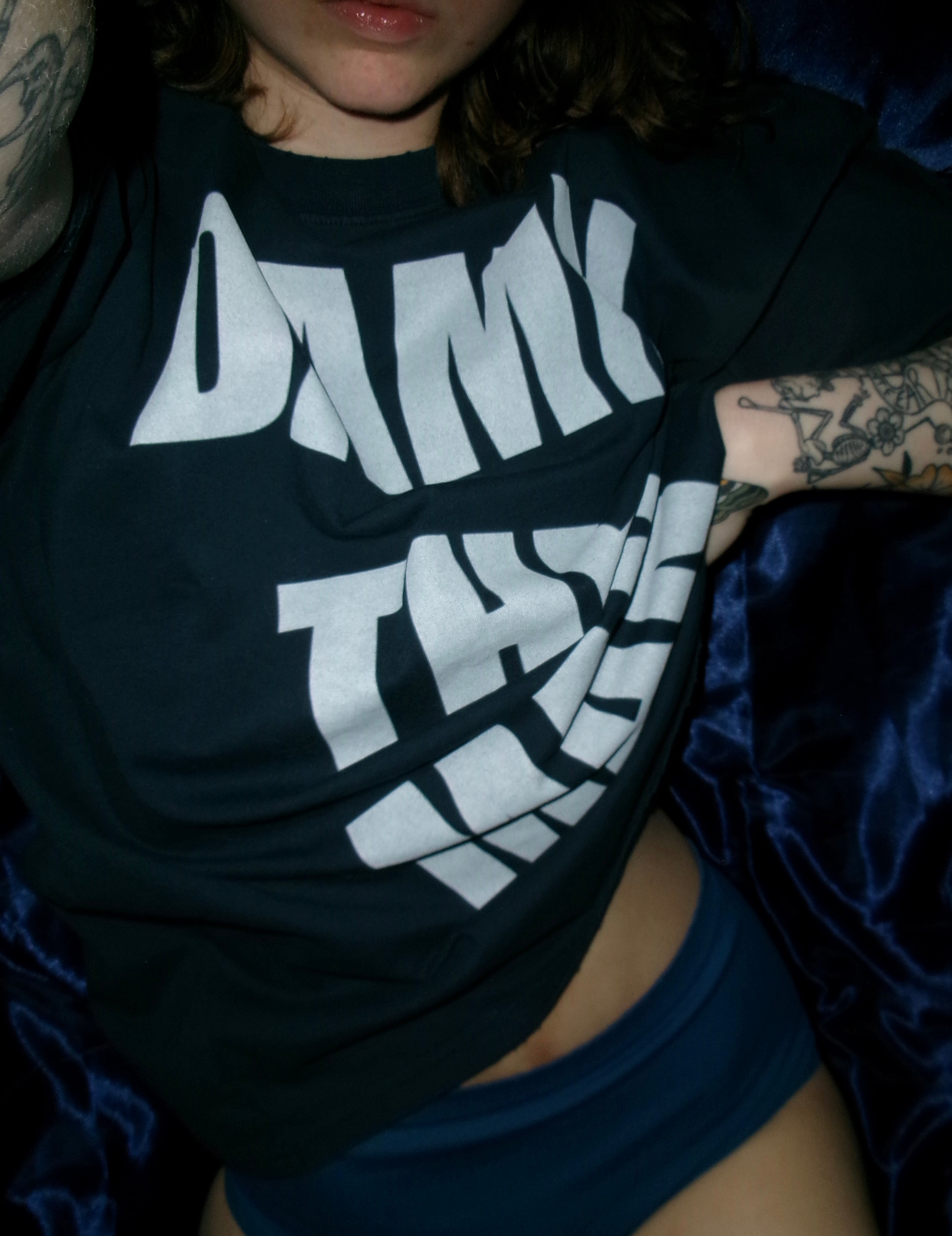 "DAMN THE MAN" Navy blue short sleeve T-shirt