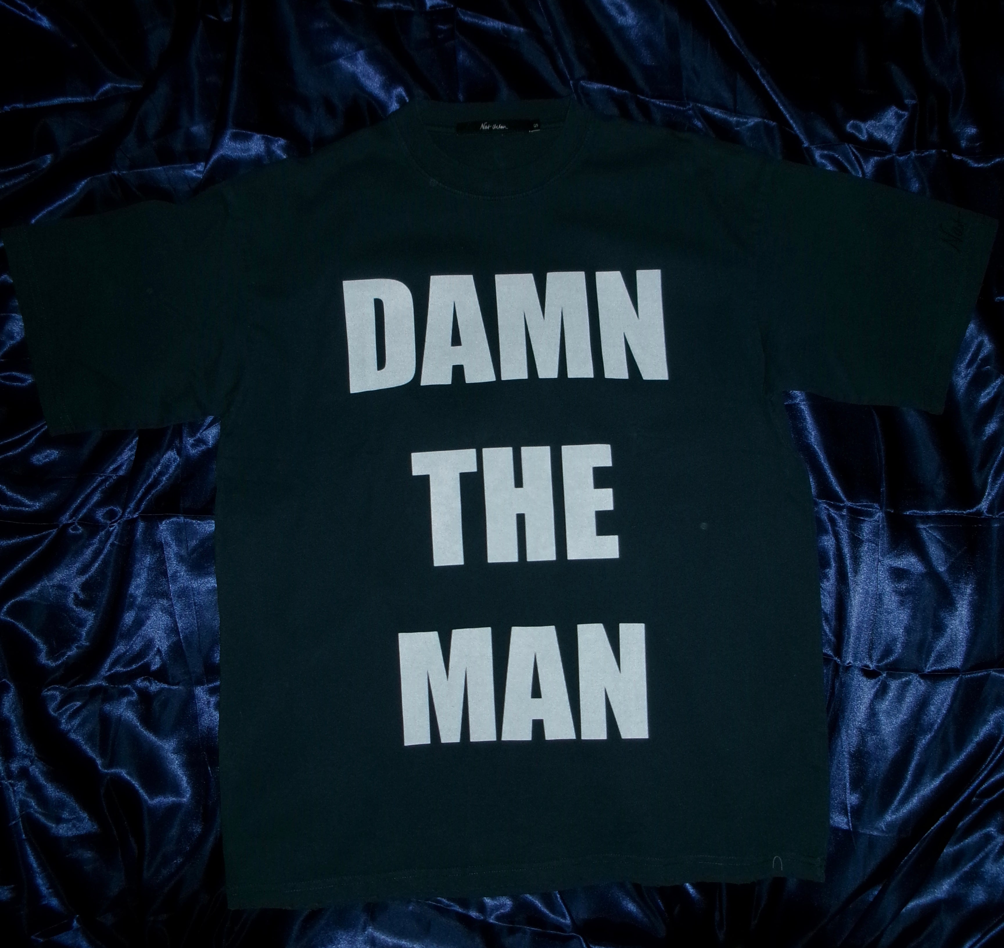 "DAMN THE MAN" Navy blue short sleeve T-shirt